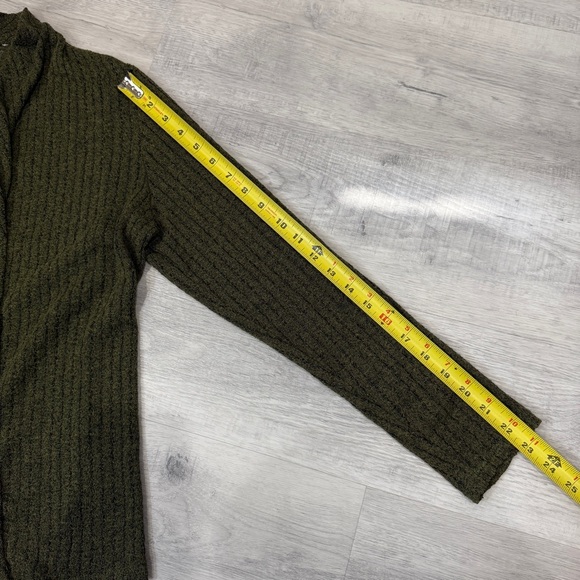 Olive Green Women's Open Knit Cardigan Size L - Picture 12 of 15